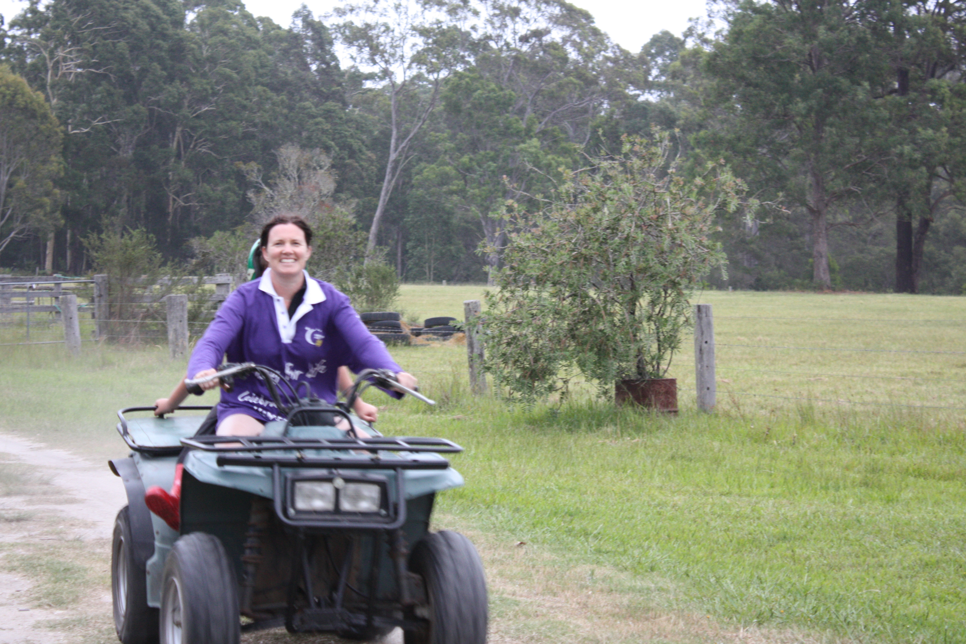 Emma on the quad at the farm